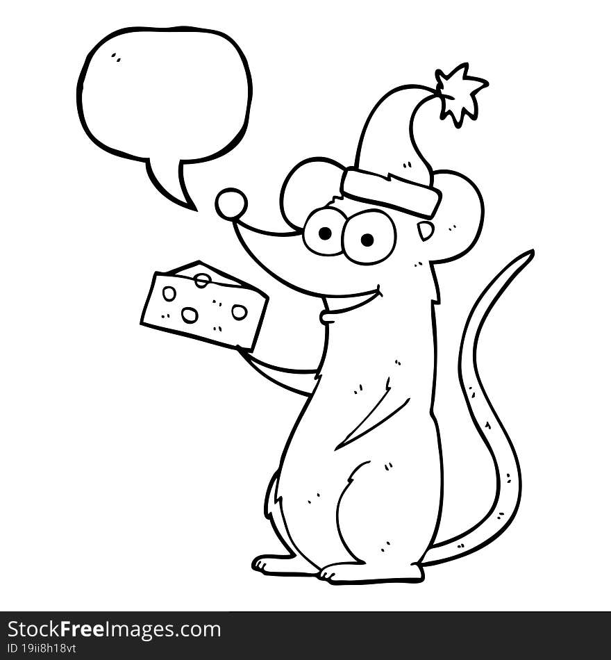 Speech Bubble Cartoon Christmas Mouse