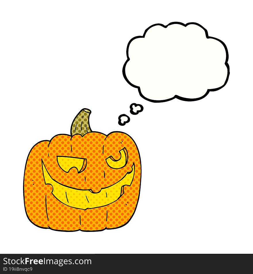 Thought Bubble Cartoon Halloween Pumpkin