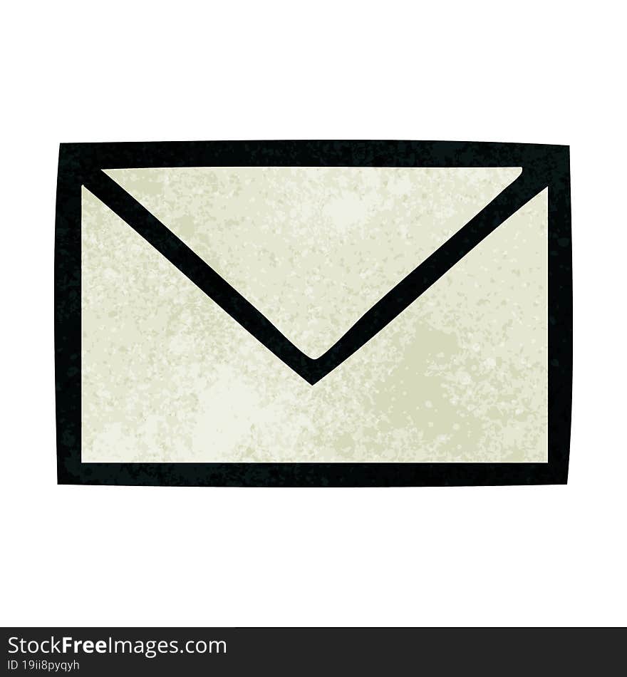 retro grunge texture cartoon of a paper envelope