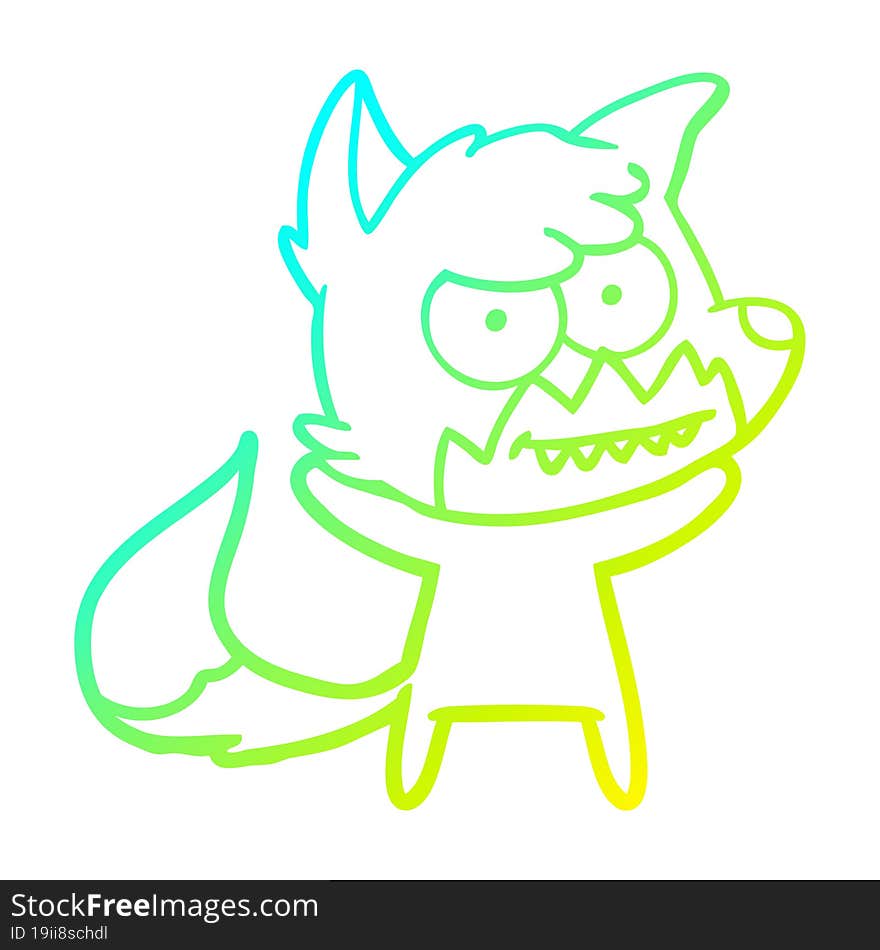 cold gradient line drawing cartoon grinning fox