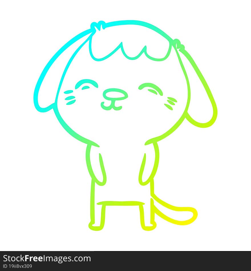 cold gradient line drawing happy cartoon dog