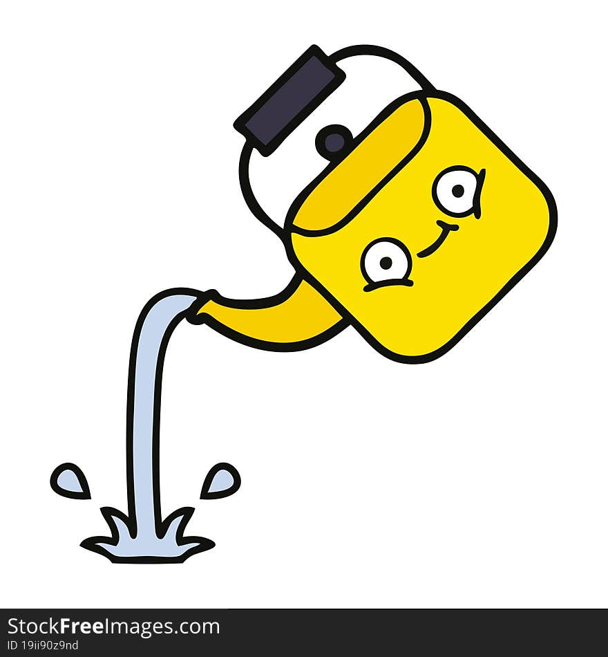 cute cartoon of a pouring kettle. cute cartoon of a pouring kettle