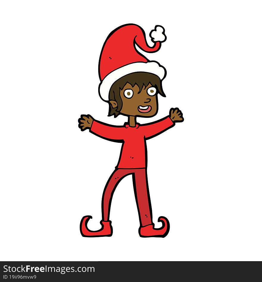 cartoon excited christmas elf