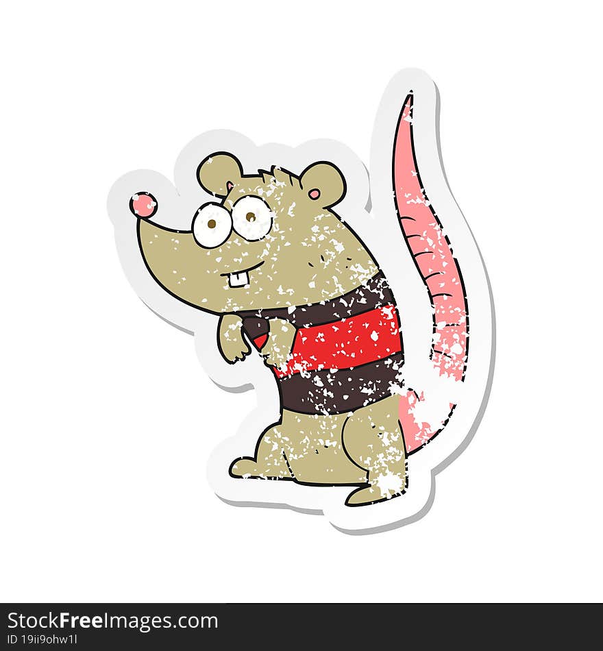 retro distressed sticker of a cartoon rat