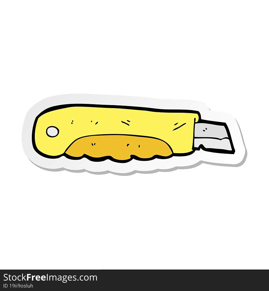 Sticker Of A Cartoon Construction Knife