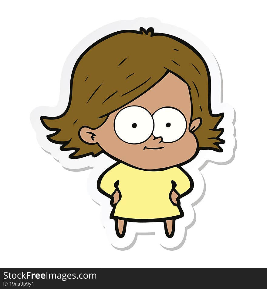 sticker of a happy cartoon girl