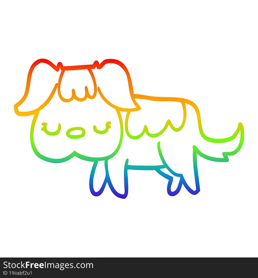 Rainbow Gradient Line Drawing Cartoon Dog