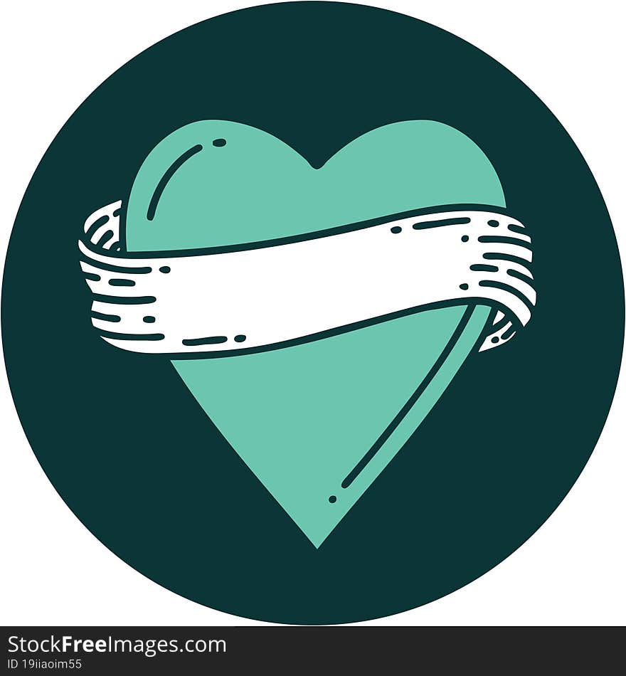 Tattoo Style Icon Of A Heart And Banner