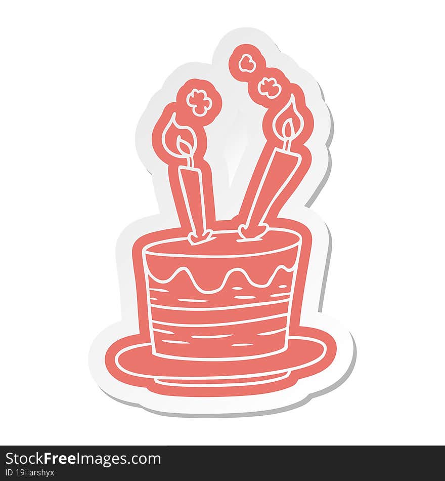 Cartoon Sticker Of A Birthday Cake