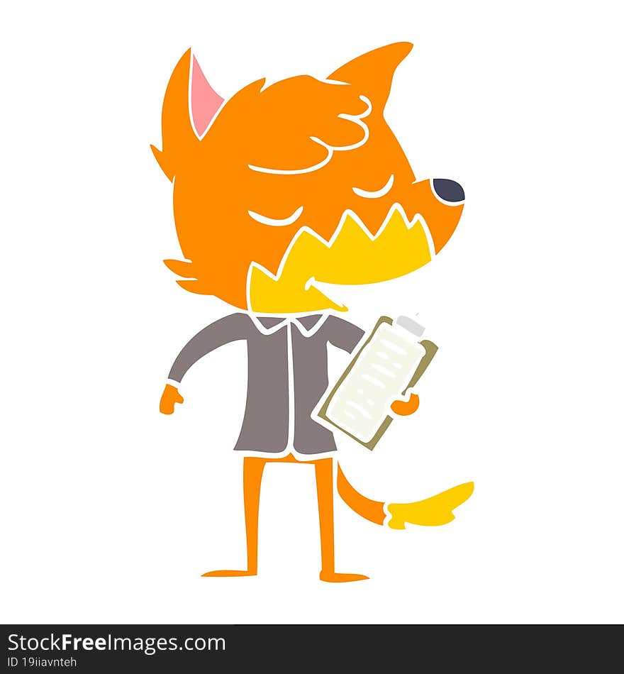 Friendly Flat Color Style Cartoon Fox Manager