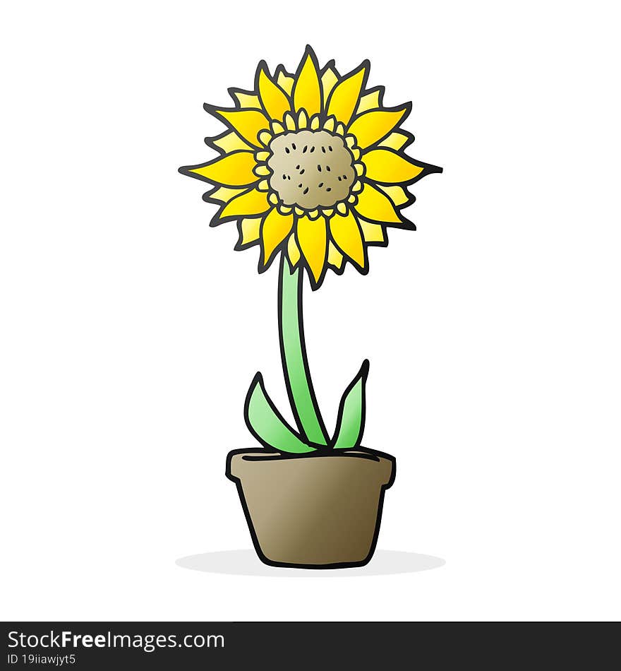 freehand drawn cartoon sunflower