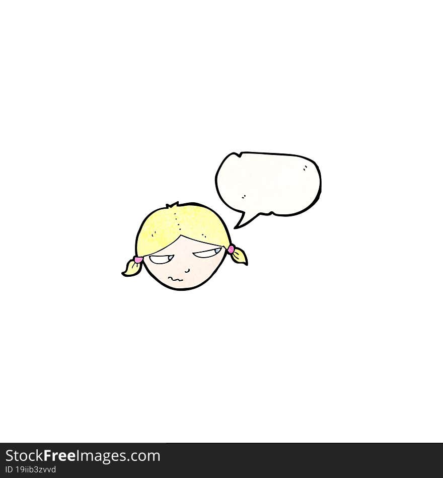 Cartoon Annoyed Girl With Speech Bubble