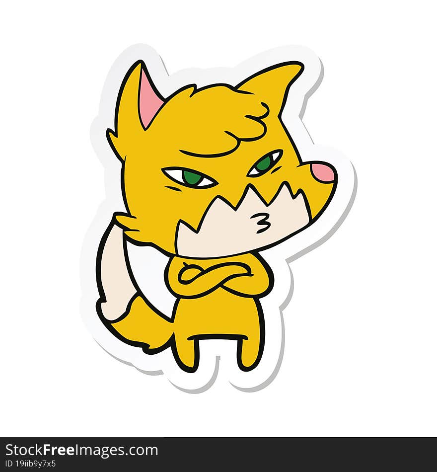 sticker of a clever cartoon fox