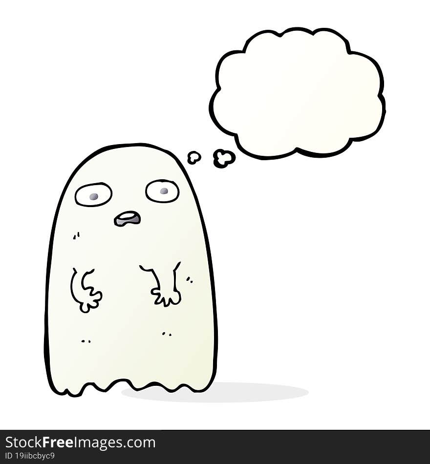 funny cartoon ghost with thought bubble