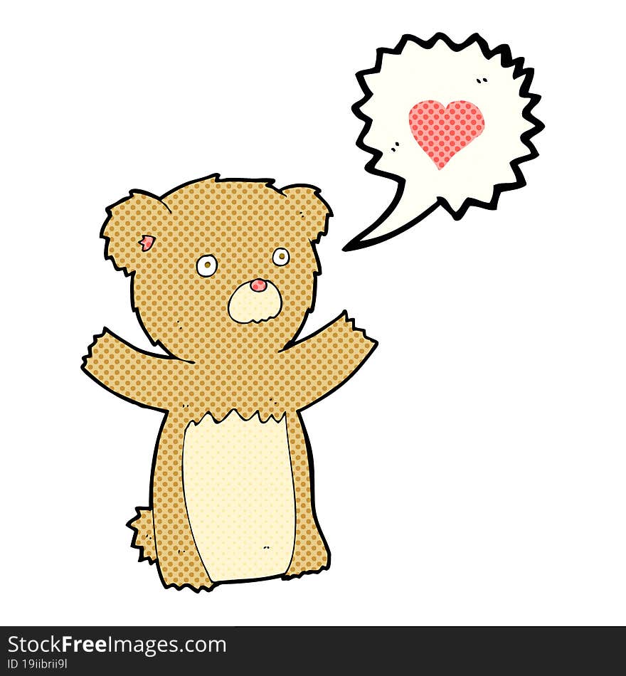 Cartoon Teddy Bear With Love Heart