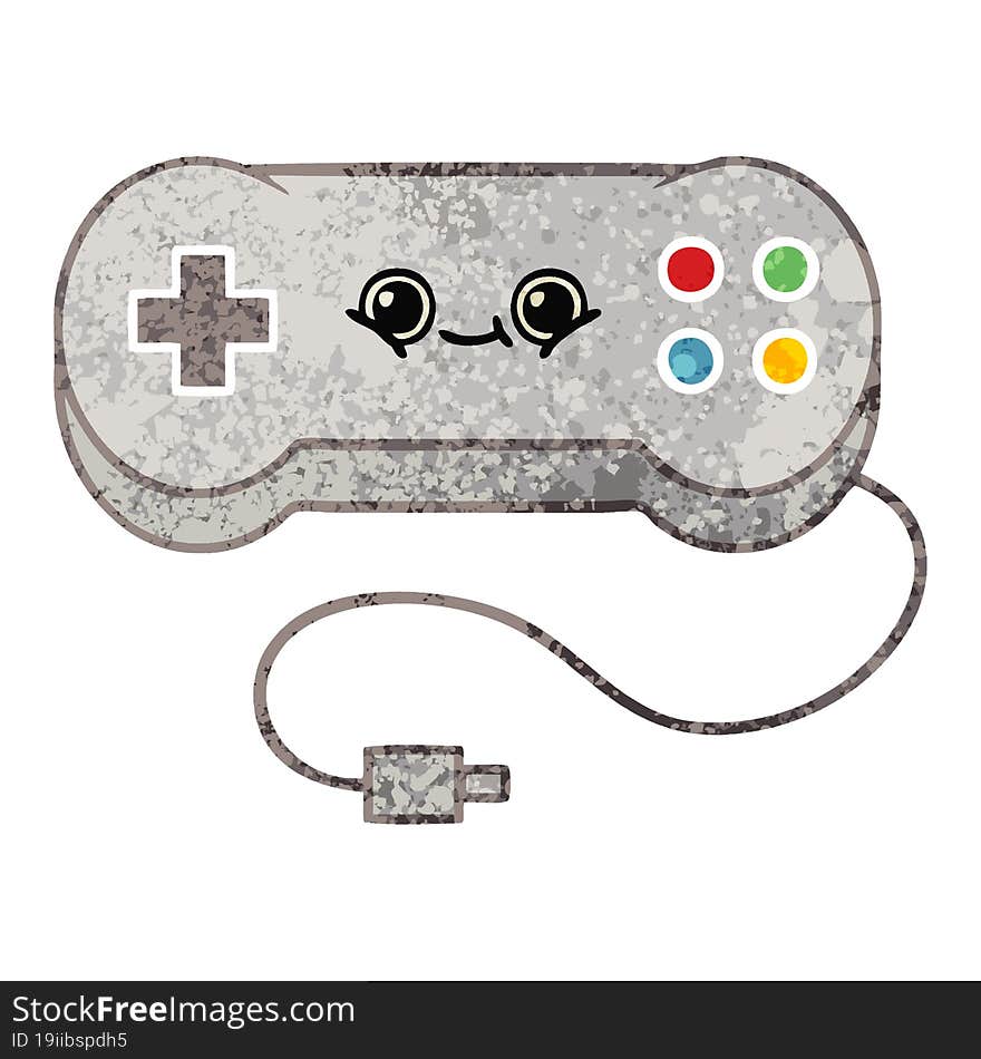 retro illustration style cartoon game controller