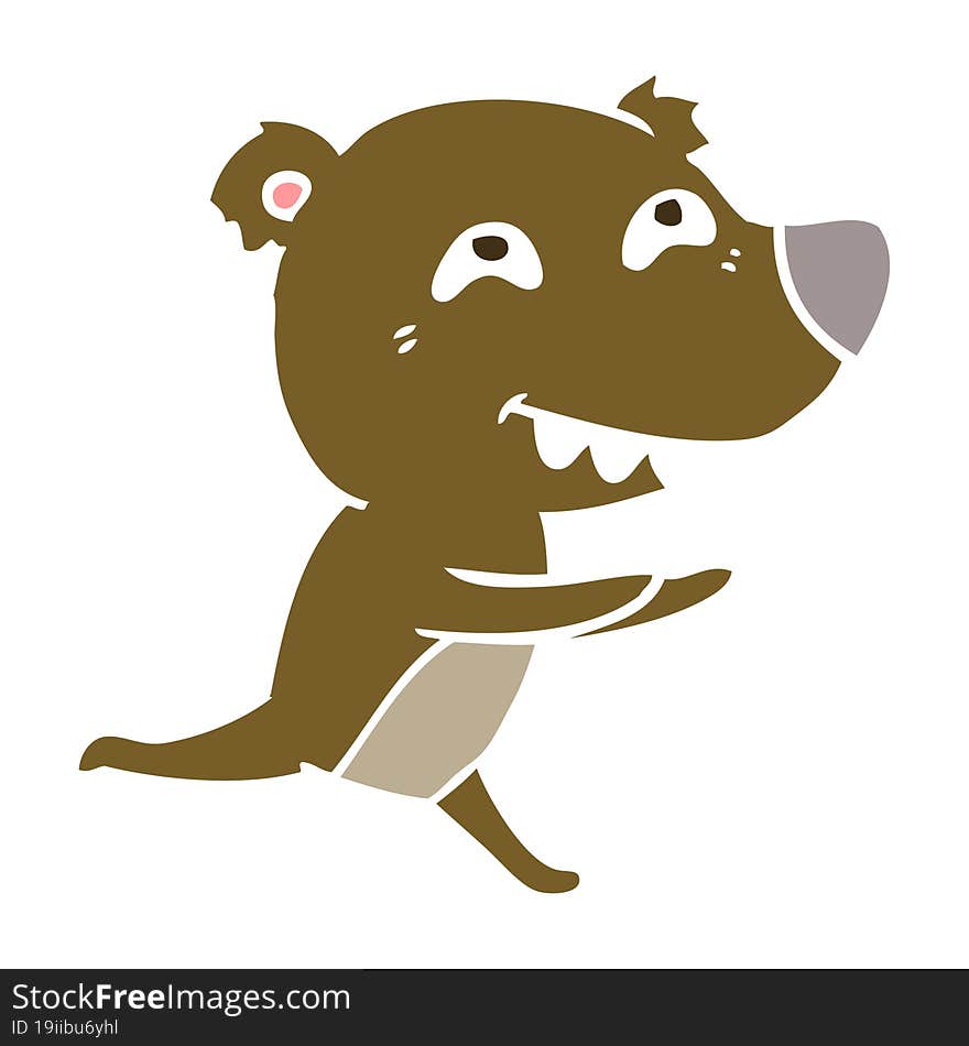 flat color style cartoon bear running