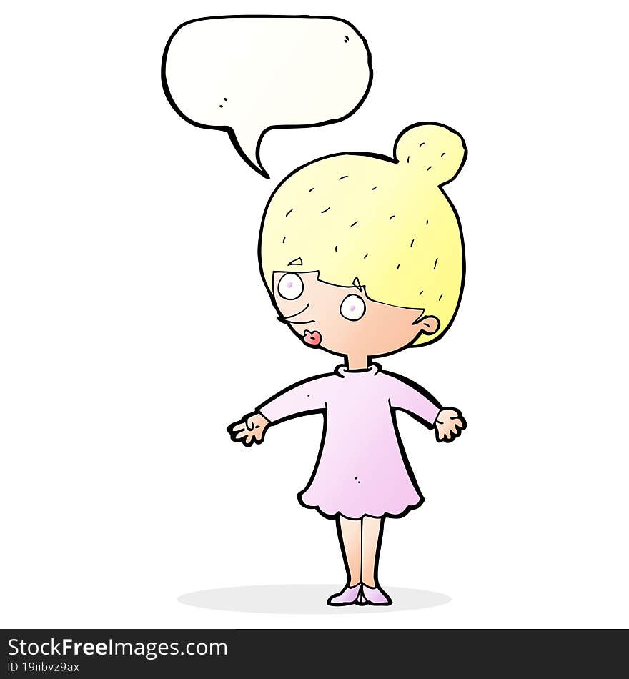 cartoon surprised woman with speech bubble