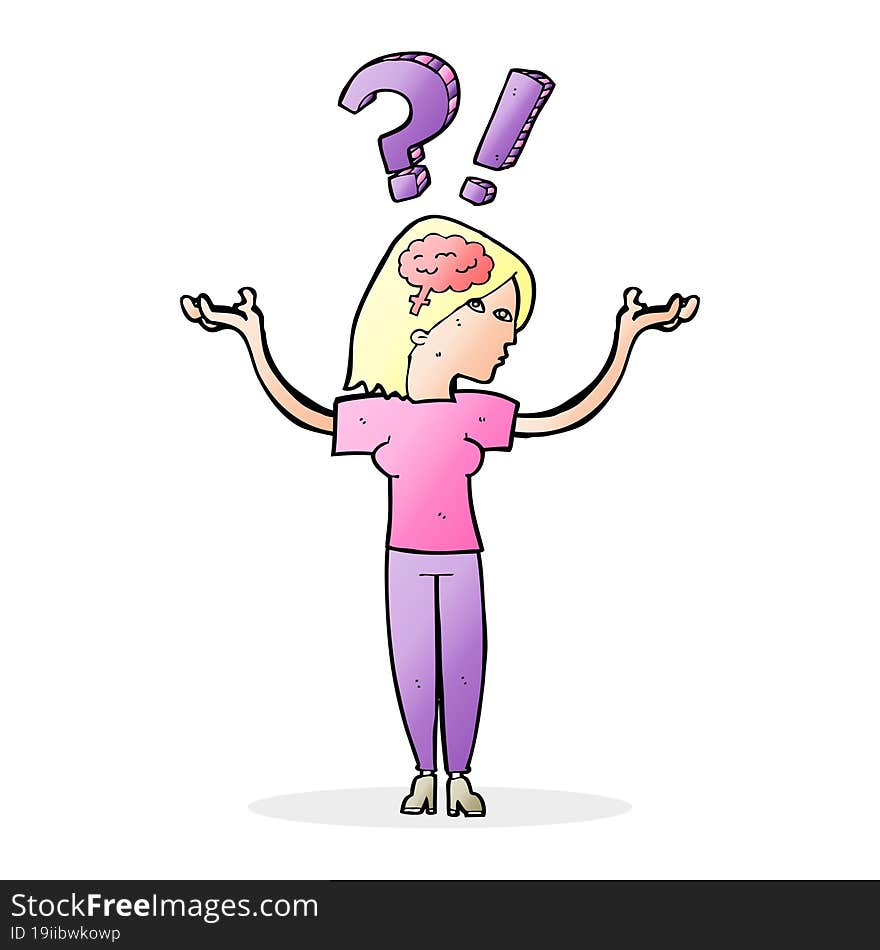 Cartoon Woman Asking Question