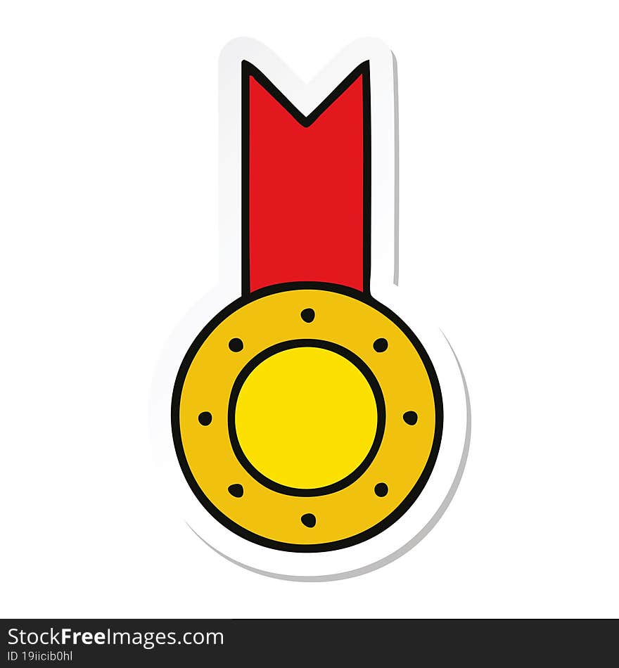 sticker of a cute cartoon gold medal