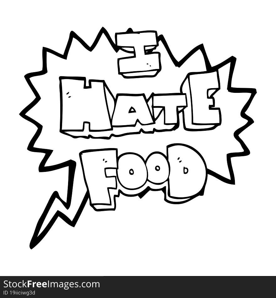 speech bubble cartoon i hate food symbol