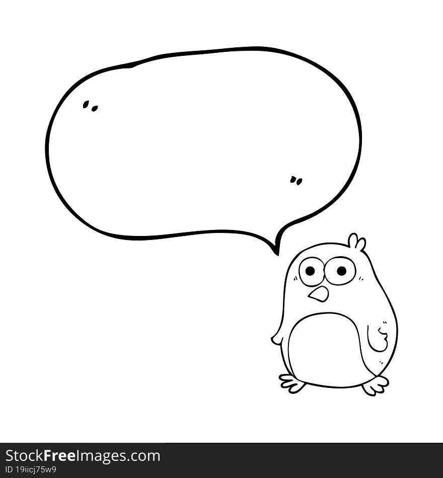 freehand drawn speech bubble cartoon bird