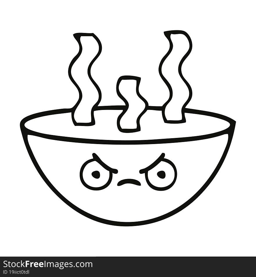 Line Drawing Cartoon Bowl Of Hot Soup