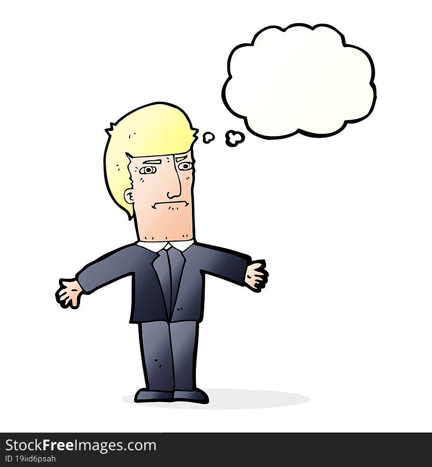 cartoon annoyed boss with thought bubble