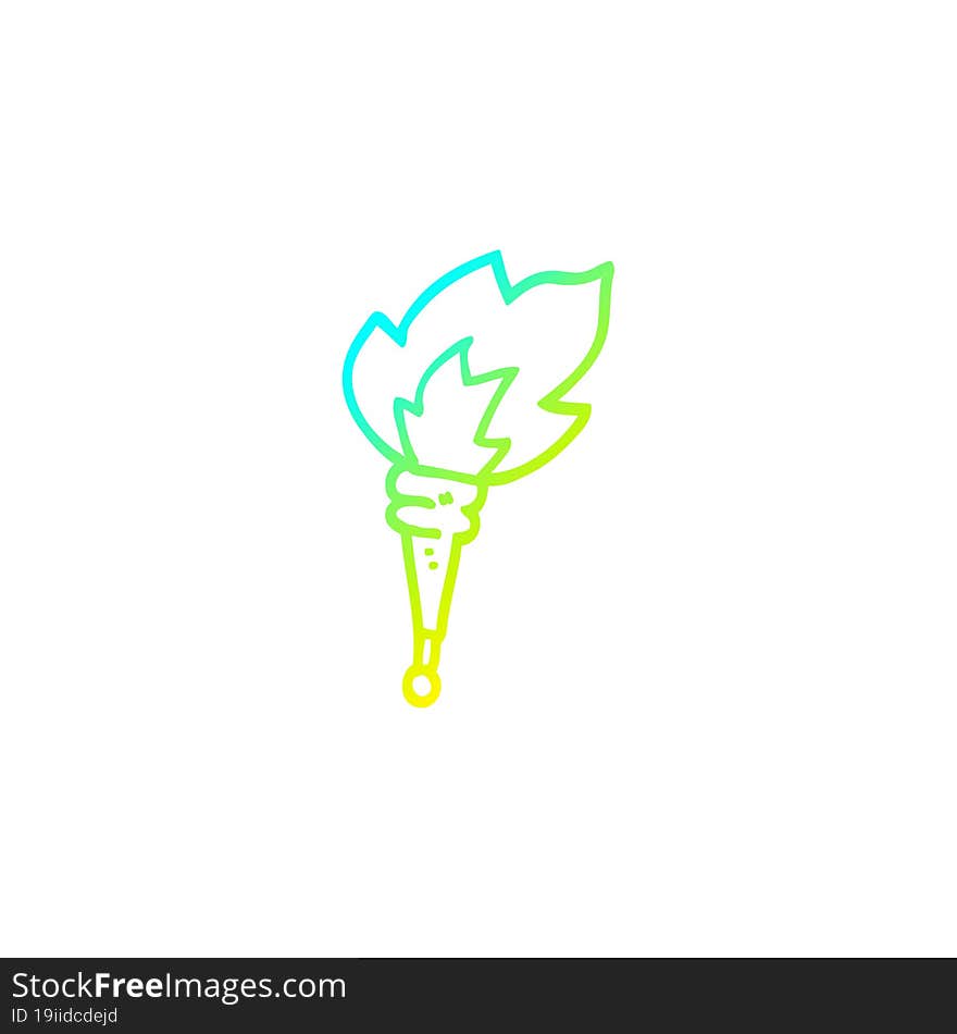 cold gradient line drawing cartoon flaming torch