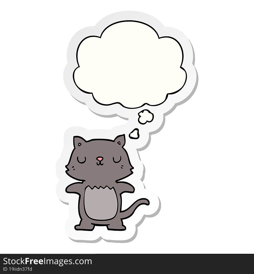 cartoon cat and thought bubble as a printed sticker