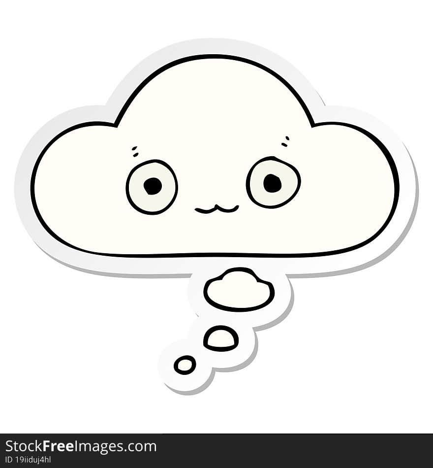 cute cartoon face with thought bubble as a printed sticker