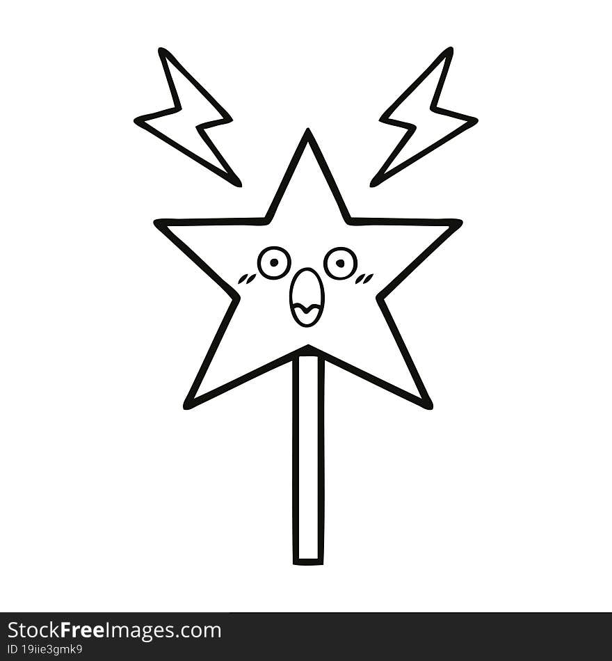 line drawing cartoon magic wand