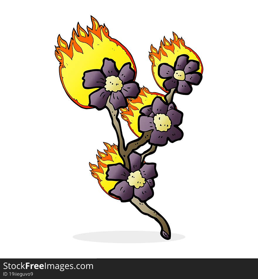 cartoon burning flowers