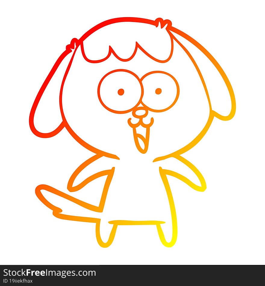 warm gradient line drawing of a cute cartoon dog