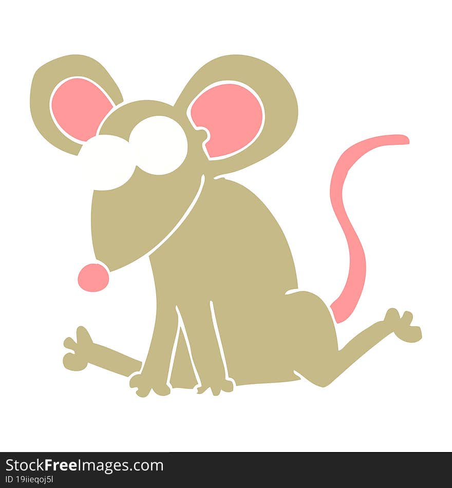 Flat Color Illustration Of A Cartoon Mouse