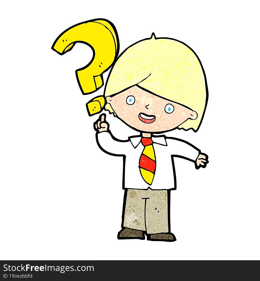 cartoon boy with question