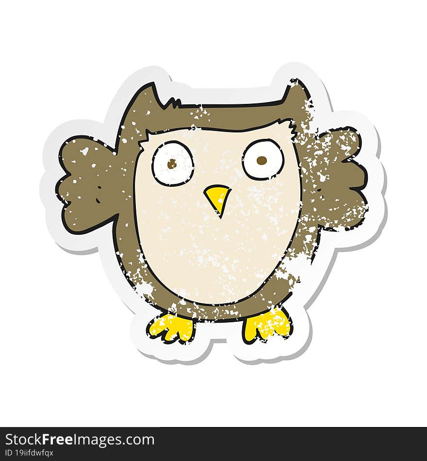 retro distressed sticker of a cartoon owl