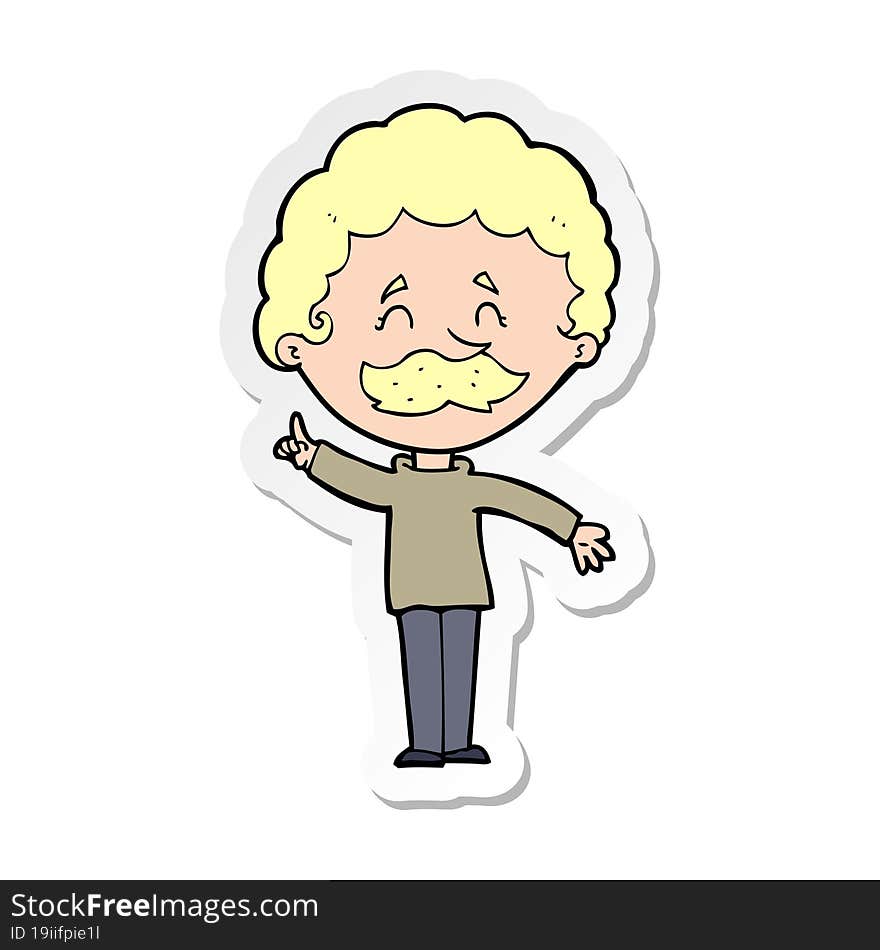 sticker of a cartoon man with idea