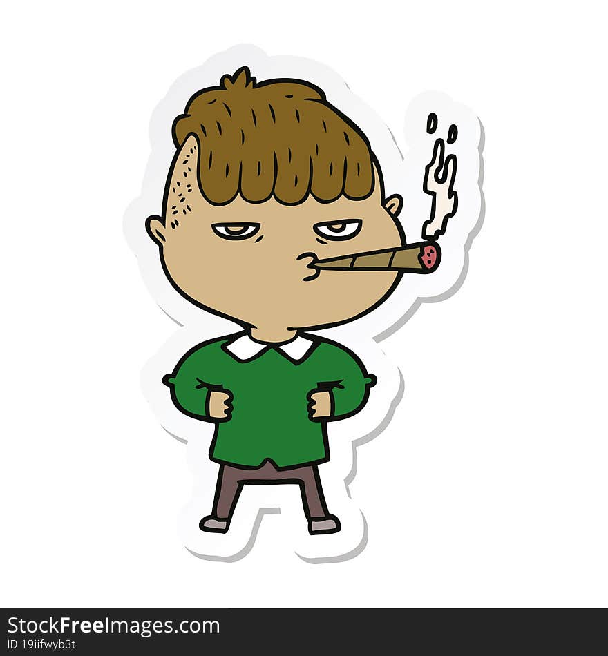 sticker of a cartoon man smoking