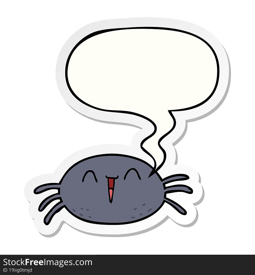 cartoon halloween spider and speech bubble sticker