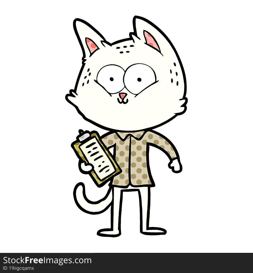 cartoon cat with clipboard. cartoon cat with clipboard