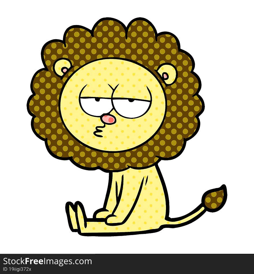 cartoon bored lion. cartoon bored lion