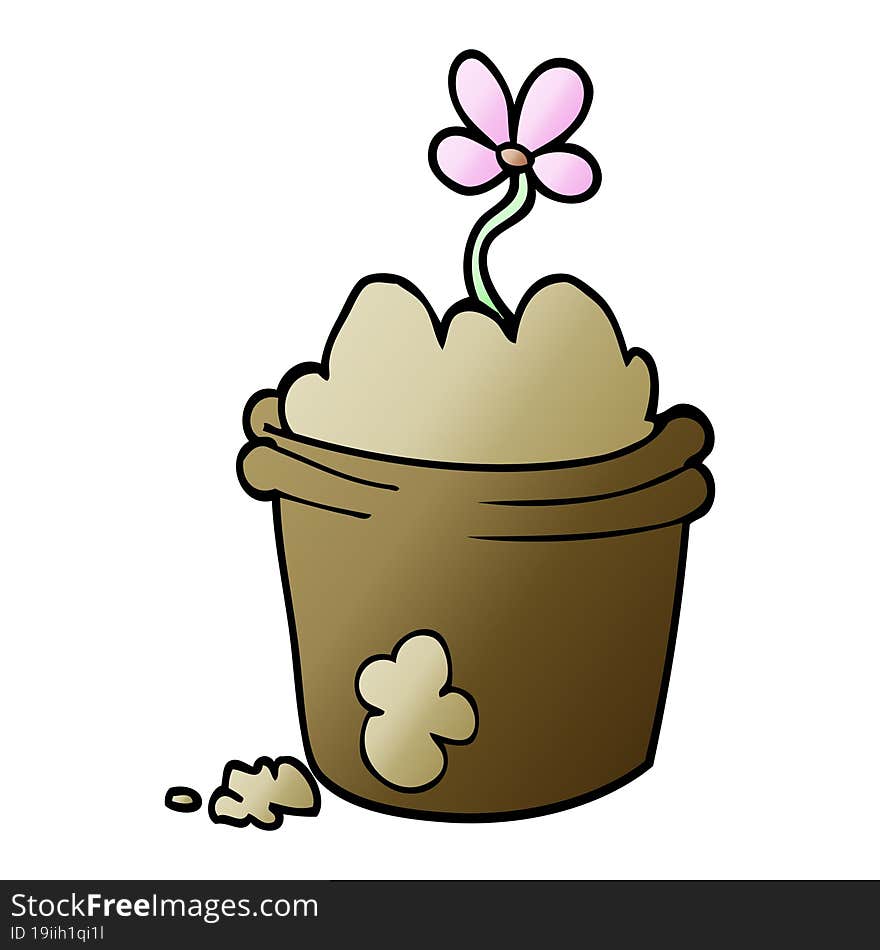 cartoon doodle flower pot