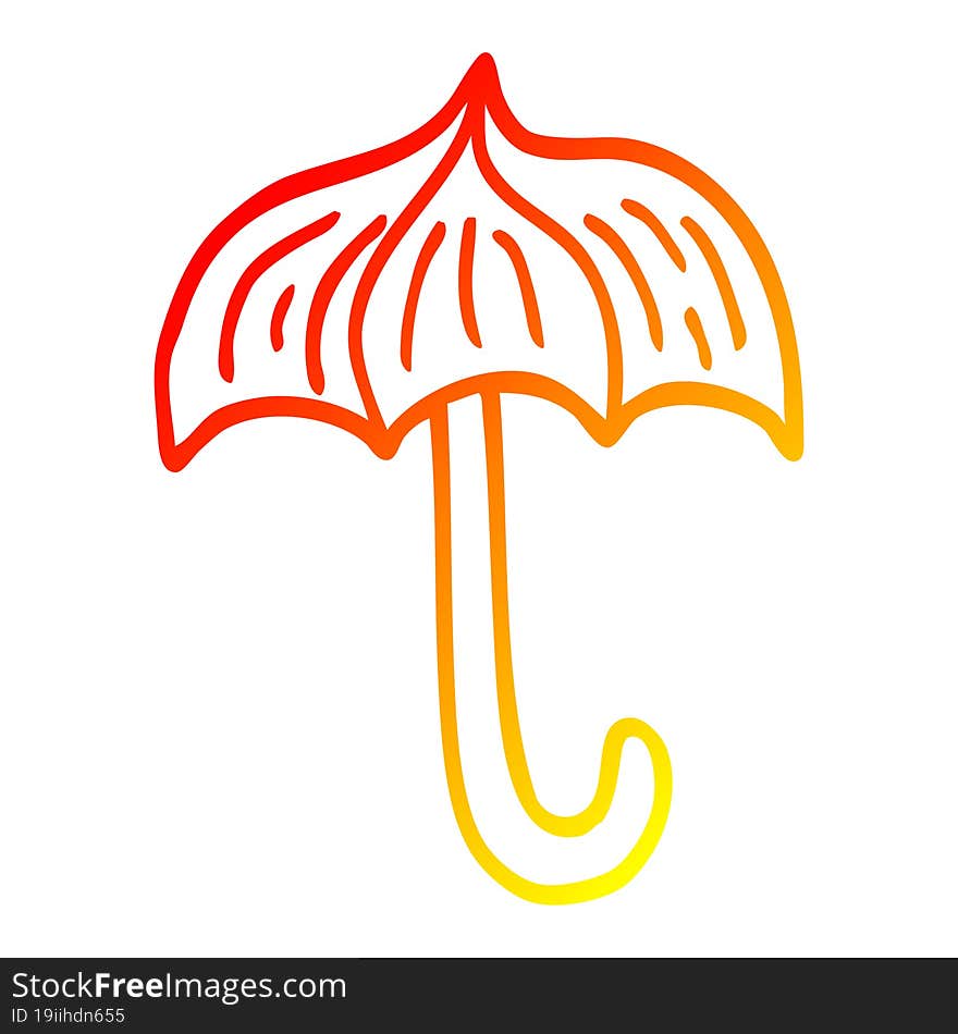 warm gradient line drawing cartoon open umbrella