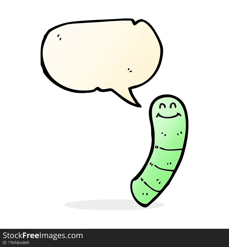 cartoon worm with speech bubble