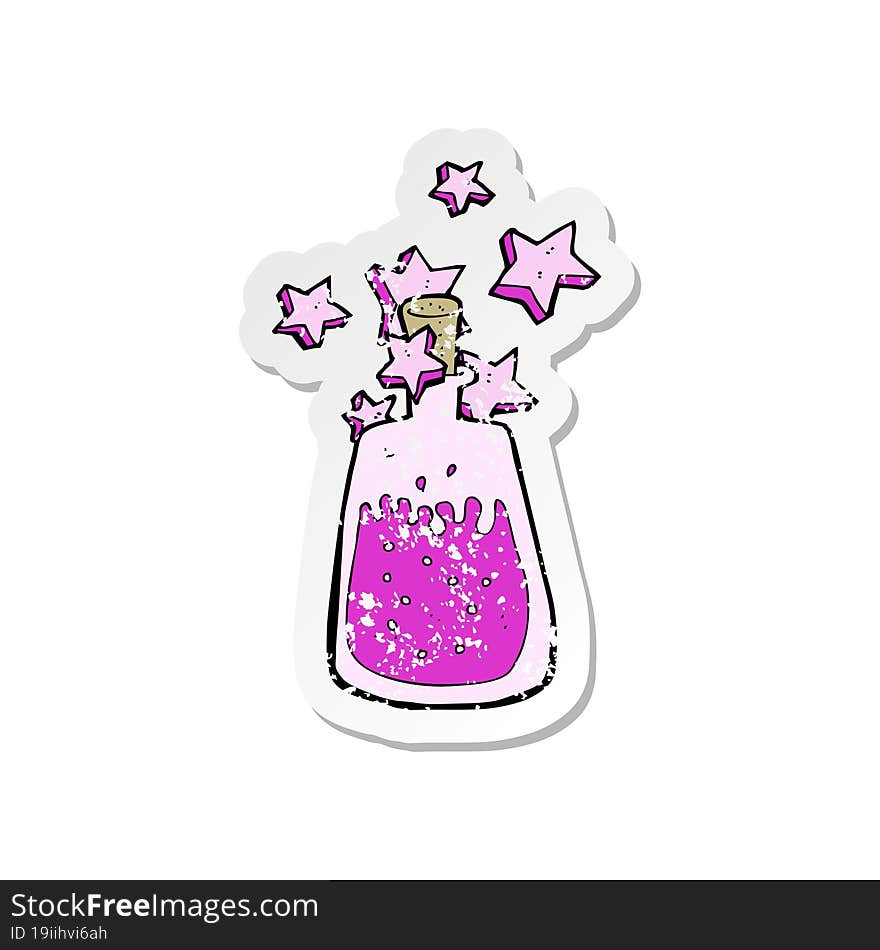 retro distressed sticker of a cartoon magic potion