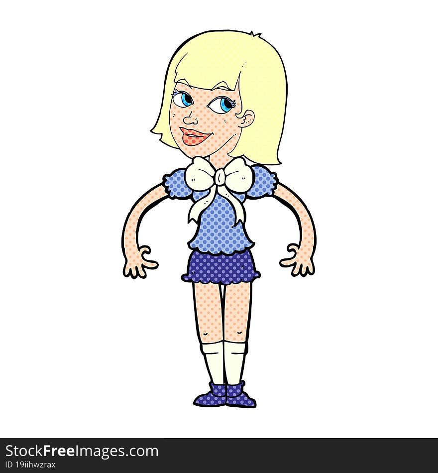 Cartoon Woman Wearing A Big Bow Tie