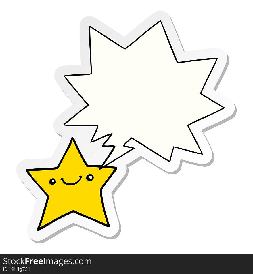 happy cartoon star and speech bubble sticker