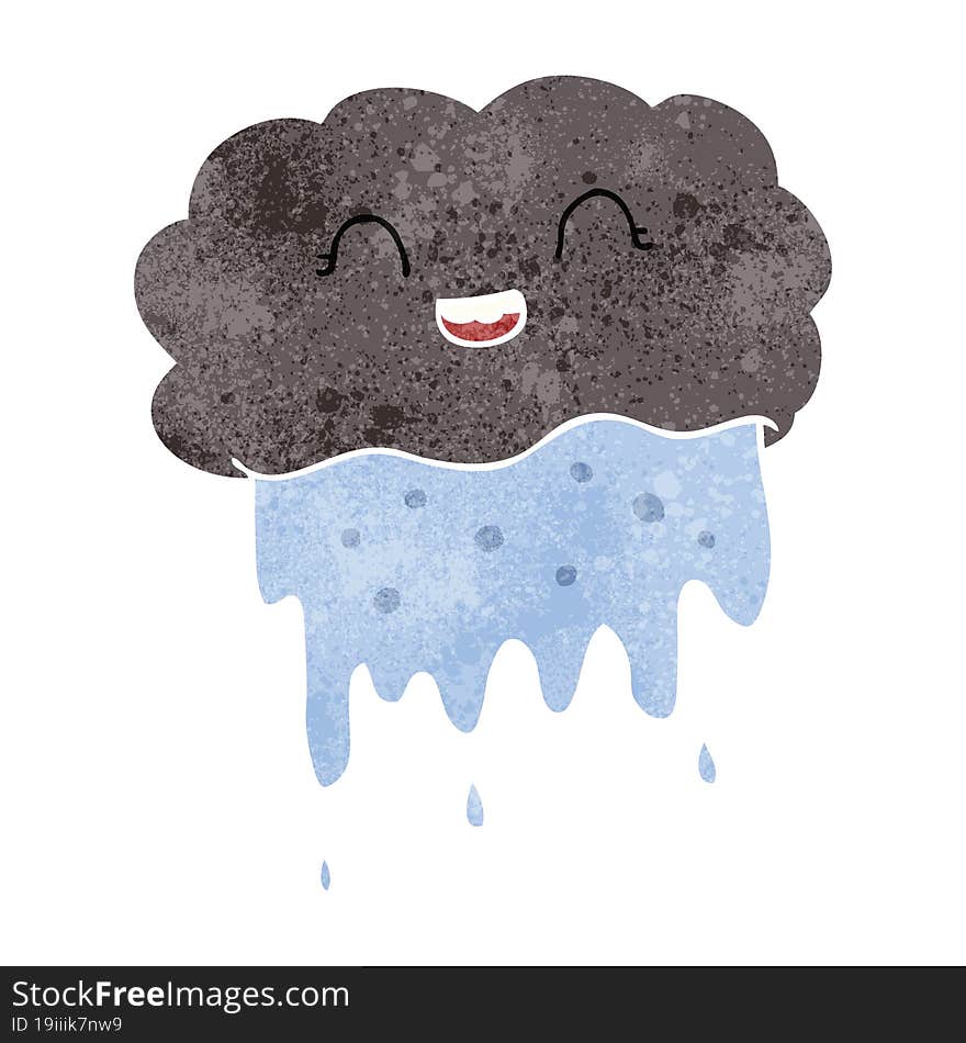 retro cartoon rain cloud