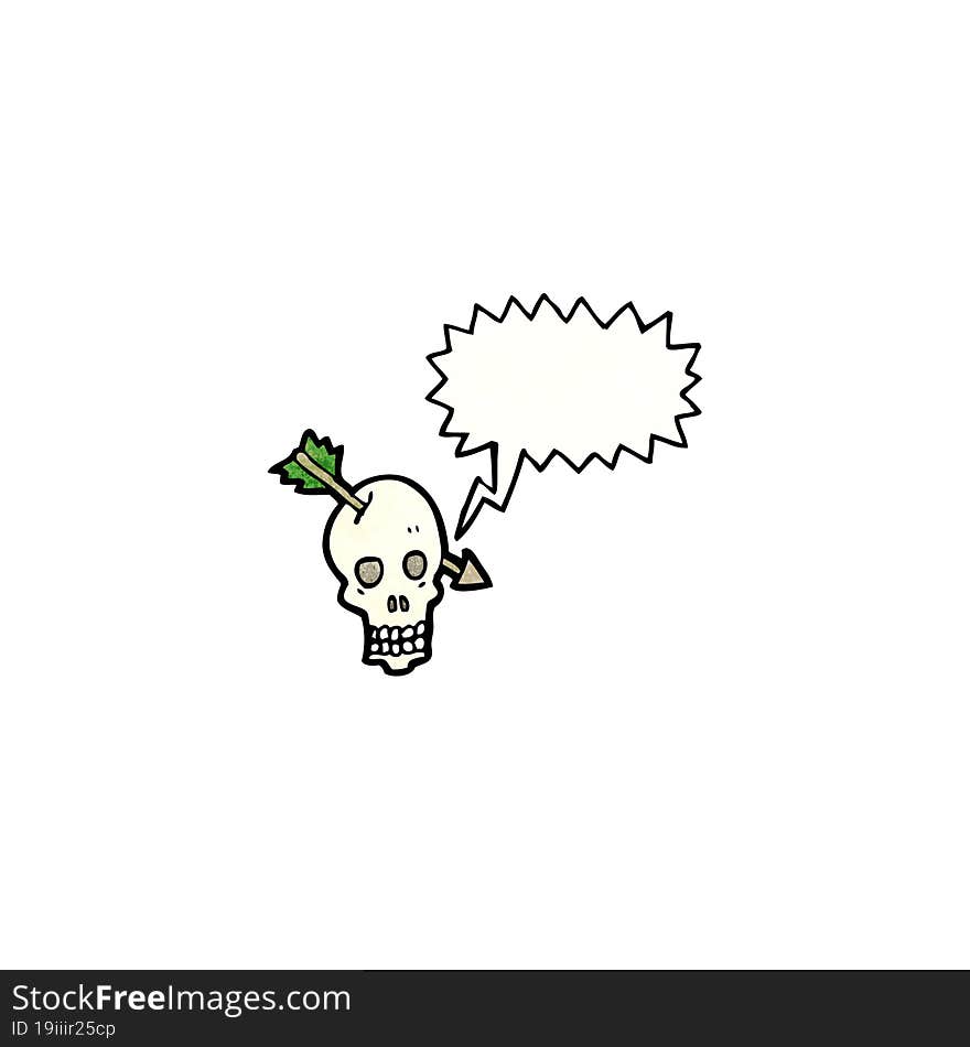 cartoon skull and arrow